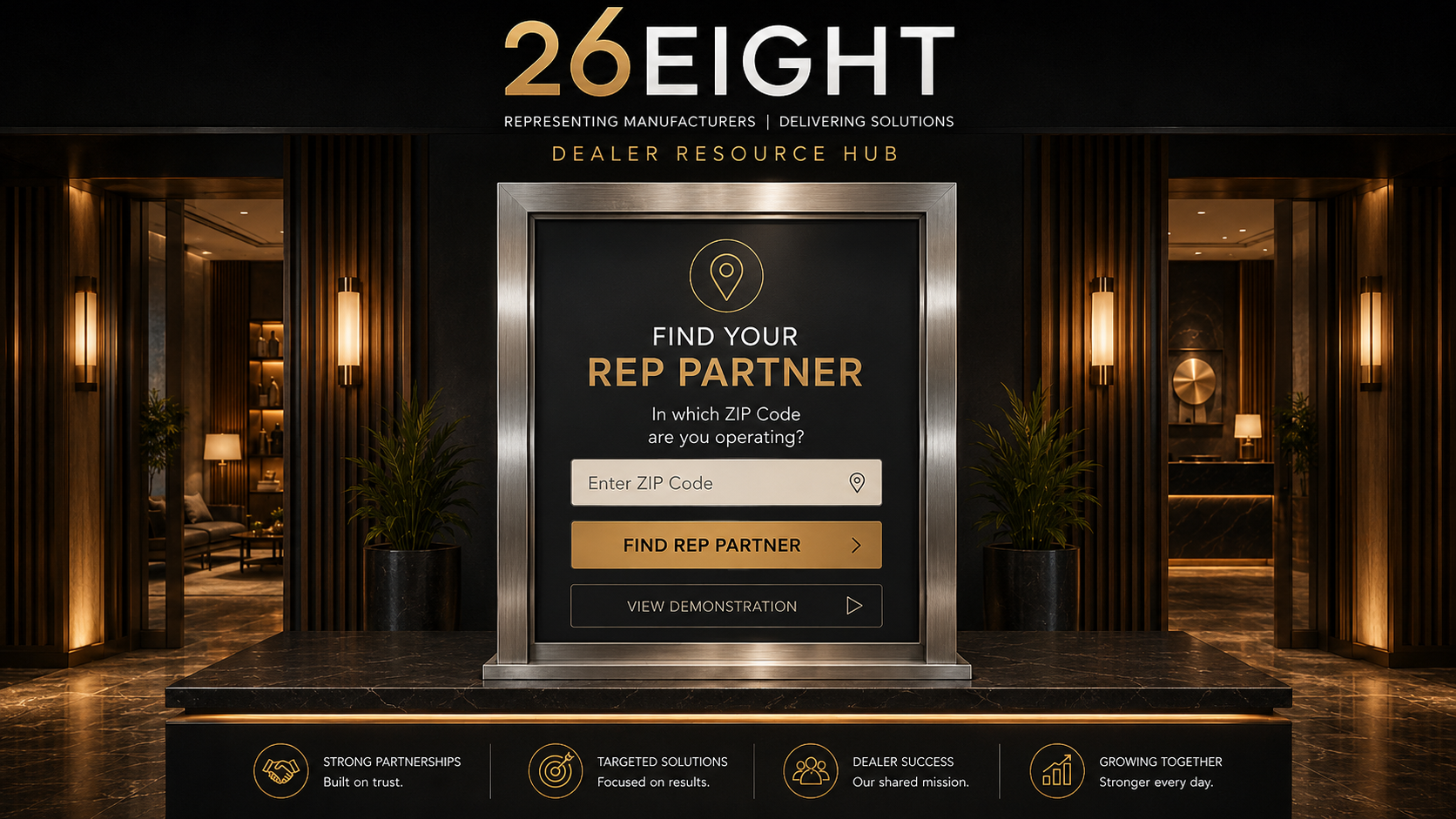 26Eight Dealer Resource Hub. Find your rep partner.